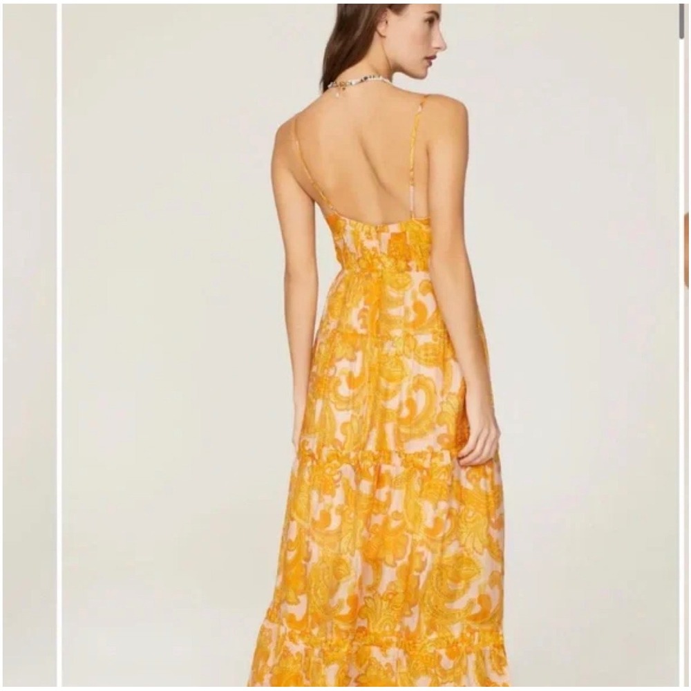 Minkpink Yellow Paisley Tiered Maxi Dress V-Neck Boho Summer Small NWOT - Picture 2 of 7